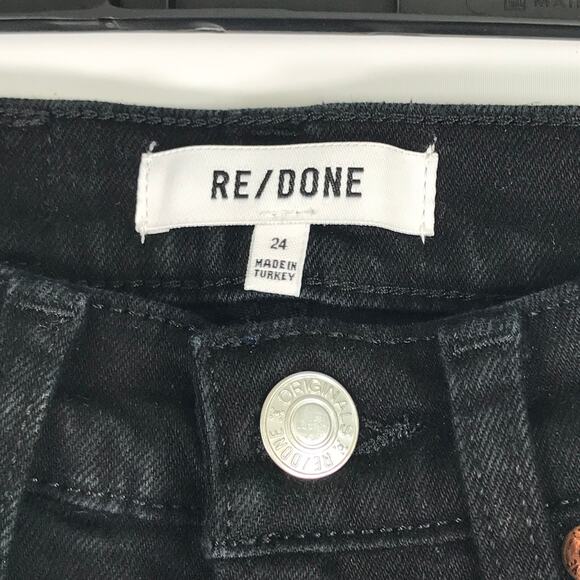 NEW Re Done 70s Stove Pipe Button Fly Jeans 24 Rip Torn Raw Fray Hem Knee Skater - Picture 10 of 11